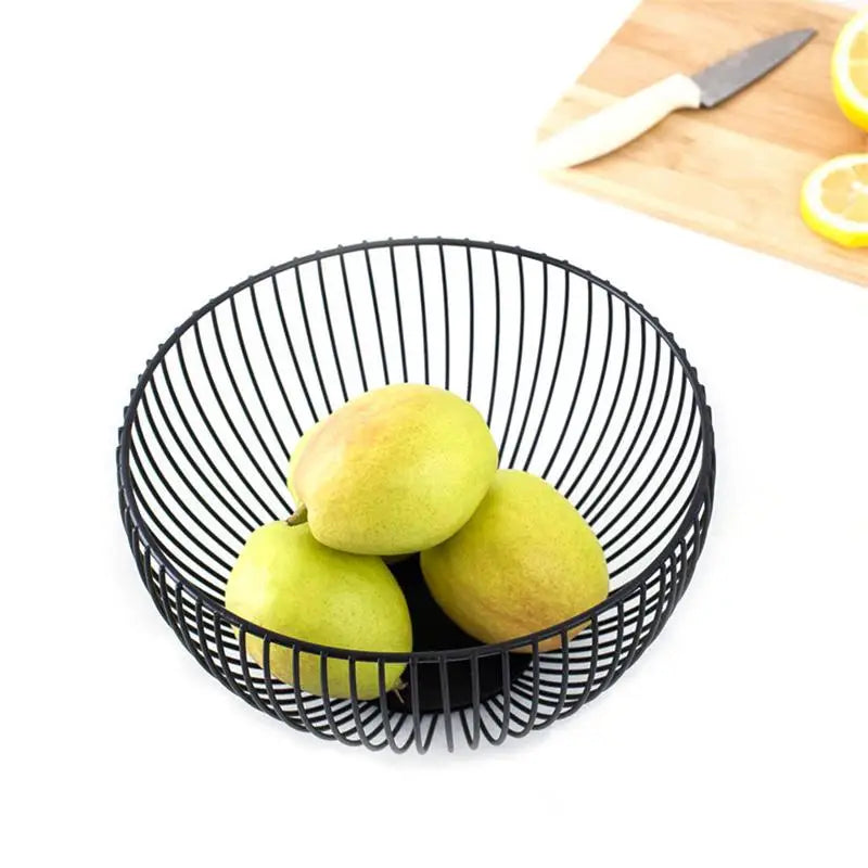 Black Storage Basket Creative European Fruit Snacks Candy Basket Desktop Bedroom Kitchen Fruit Basket Decorations Iron Hollow Oasis Select