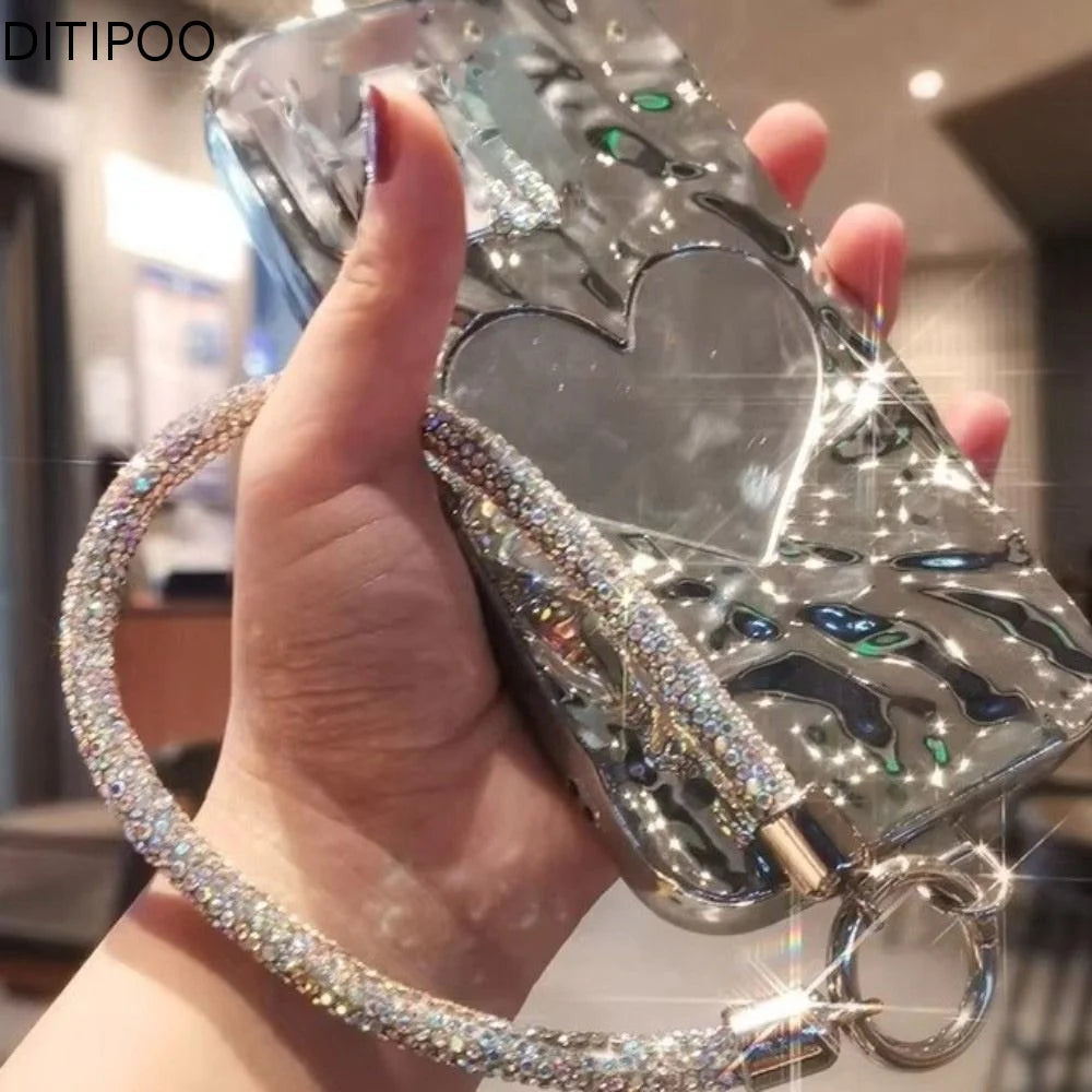 Diamond Luxury Phone Lanyard Metal Clip Bold Rhinestone Full Diamond Lanyard Short Pendant Sturdy Design Universal Phone Lanyard Oasis Select
