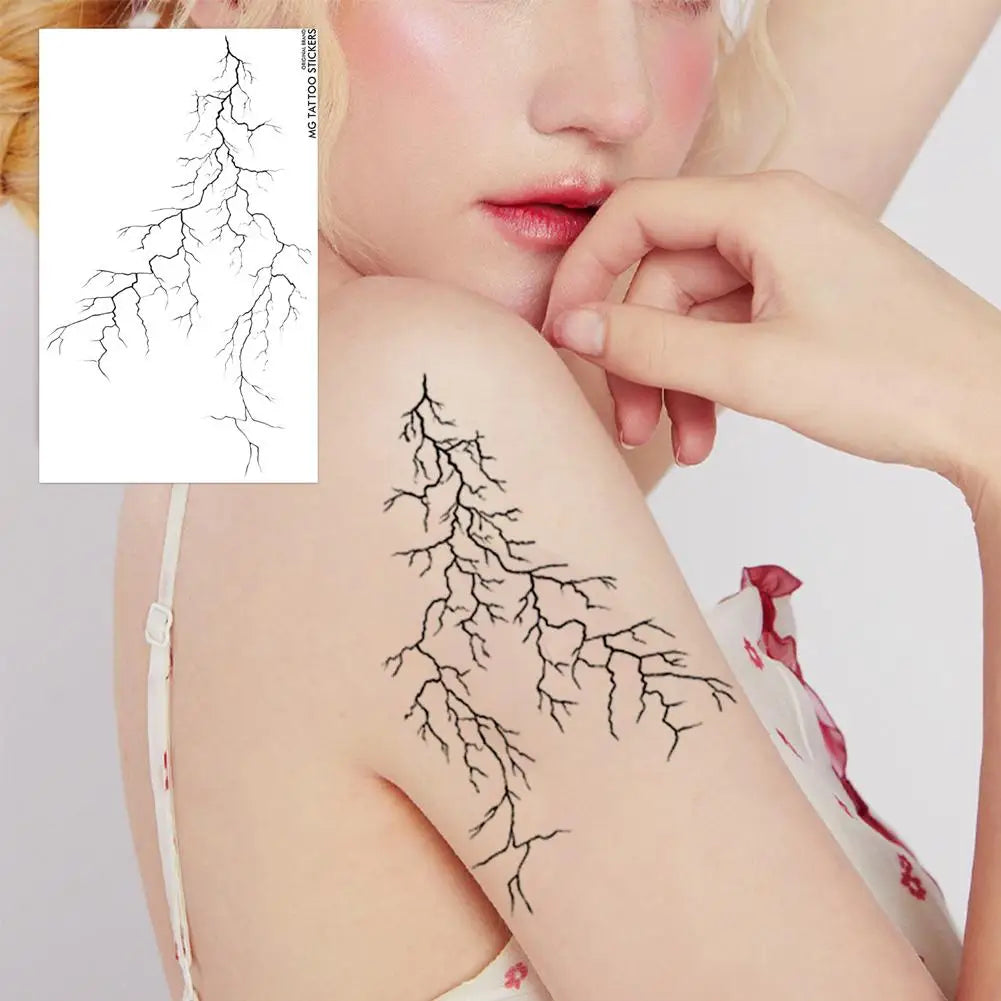 Black Vein Lightning Temporary Tattoo – Waterproof Goth Style Temporary Tattoo Oasis Select