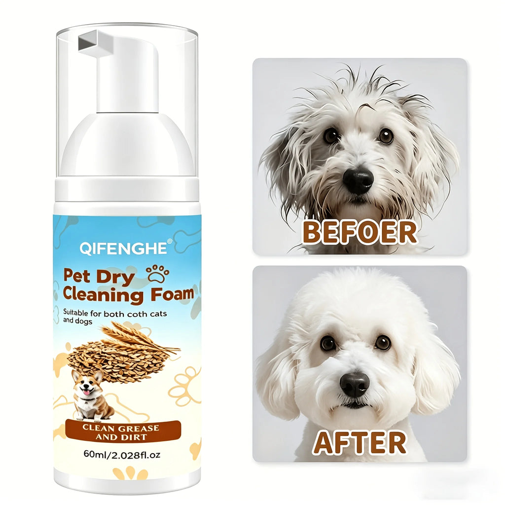 2.03Oz Large Capacity Pet Dry Cleaning Foam, No Rinse Waterless Shampoo for Dogs And Cats, Gentle Plant-Based Formula,Deep Clean Oasis Select