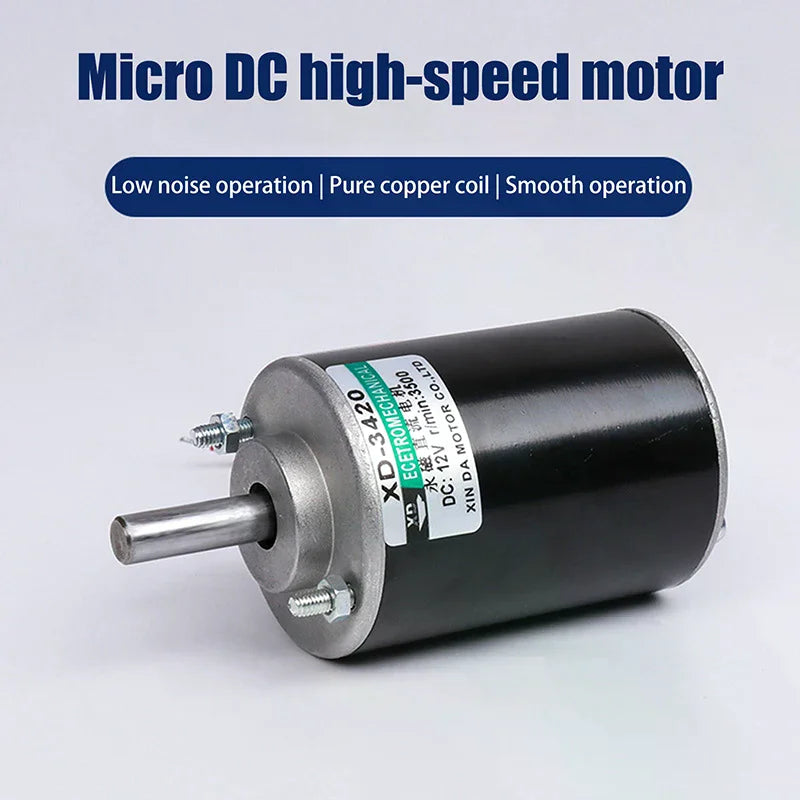 30W 12V-3500Rpm / 24V-7000Rpm 3420 DC High Speed Motor Speed Adjustable CW CCW Threaded Shaft Motor Miniature DC Small Motor Oasis Select