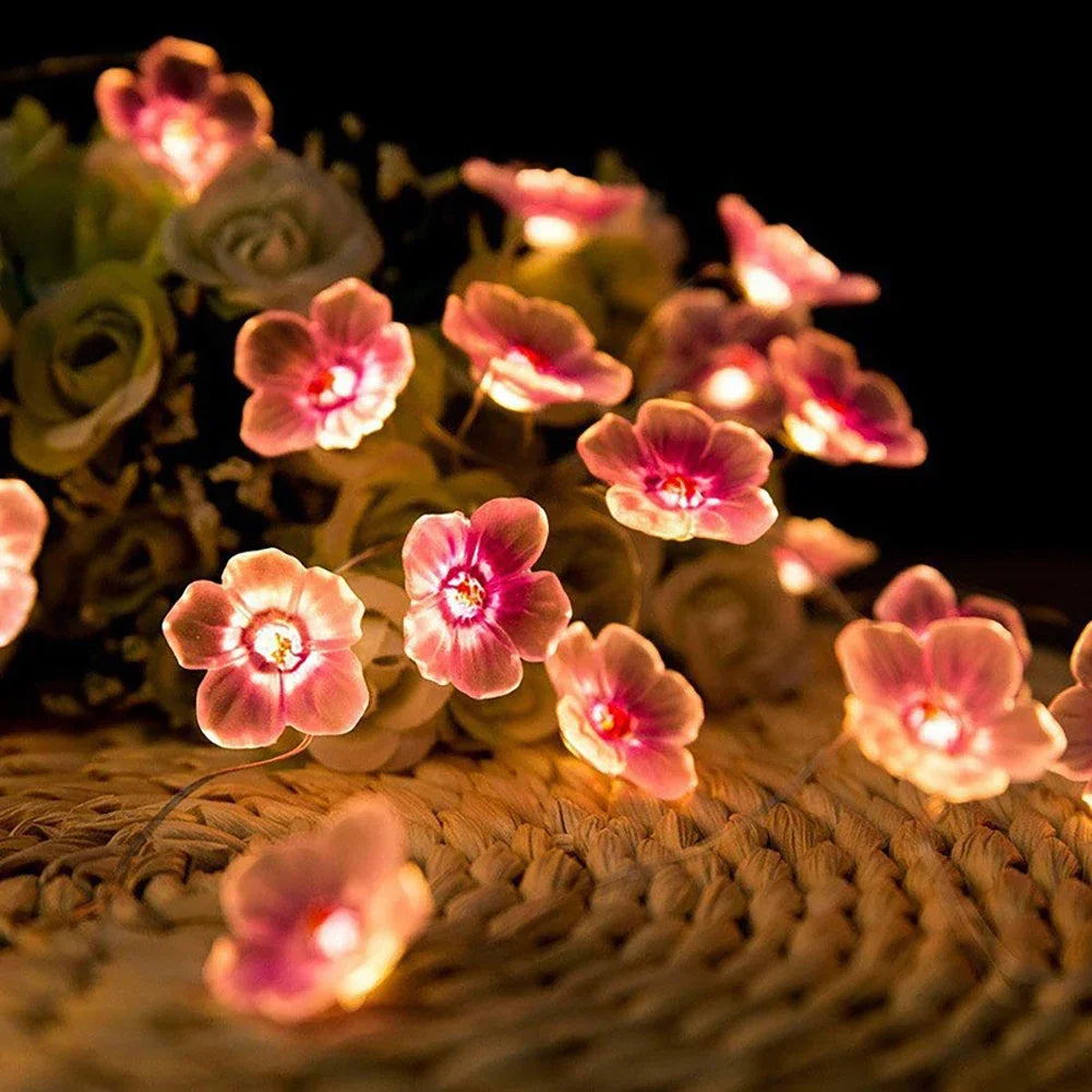 Pink Cherry Blossom LED String Lights | Sakura Fairy Garland