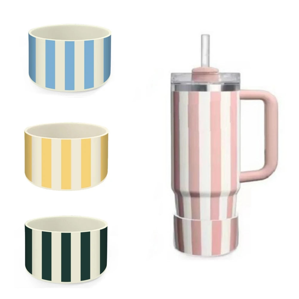 Stripe Tumbler Boot Compatible with Stanley 40oz 30oz Tumbler Water Bottle Bottom Protector Silicone Cup Cover for Thermos Oasis Select