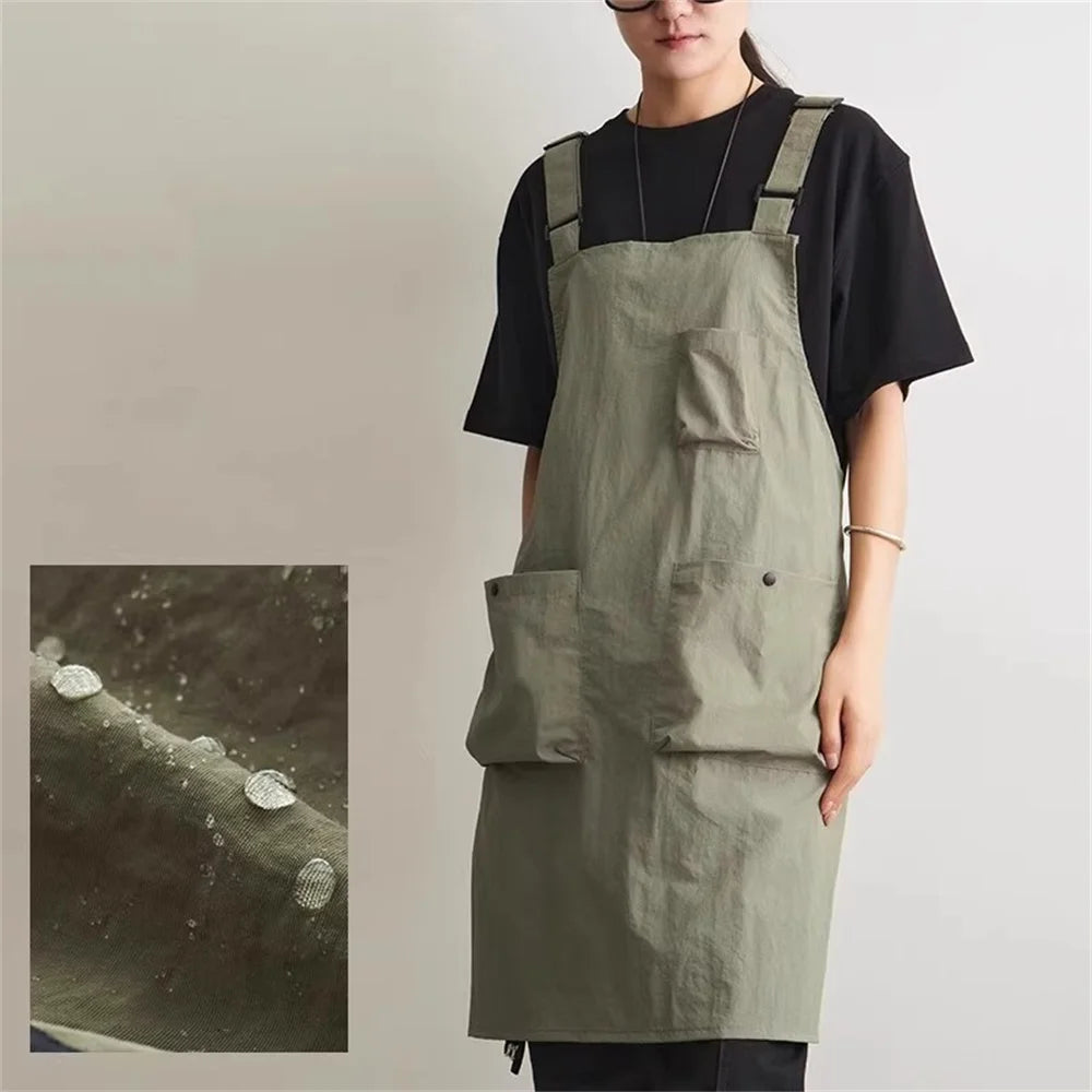 New Korea Waterproof Apron Outdoor Barber, Coffee Shop, Catering Workwear Apron, Unisex Household Kitchen Workwear Home Garden Oasis Select