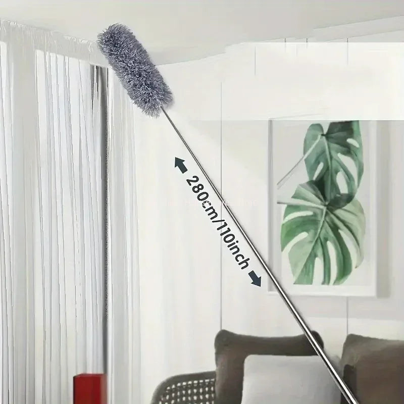 2.8M Extended Chicken Feather Duster Extendable and Curved Ceiling Cleaning Broom Household Electrostatic Dust Collector Oasis Select