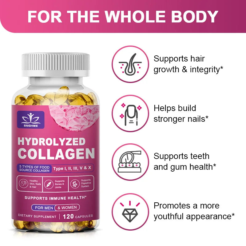 Hydrolyzed Collagen Capsules – Hyaluronic Acid, Biotin & Vitamins