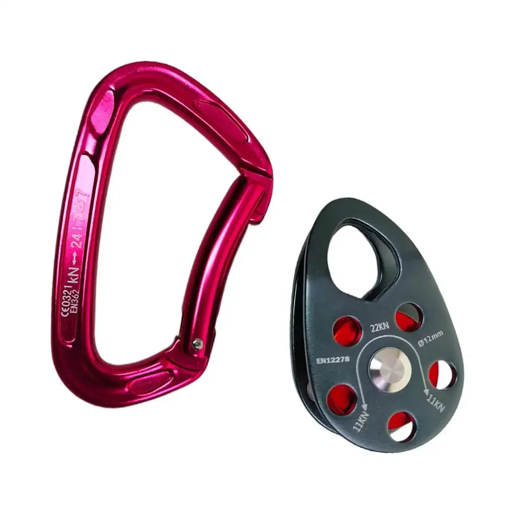 22KN Aluminum Alloy Rock Climbing Pulley Side Swing Pulley Professional Climbing Carabiner Survival Climbing Survival Gear Oasis Select Pulley Carabiner