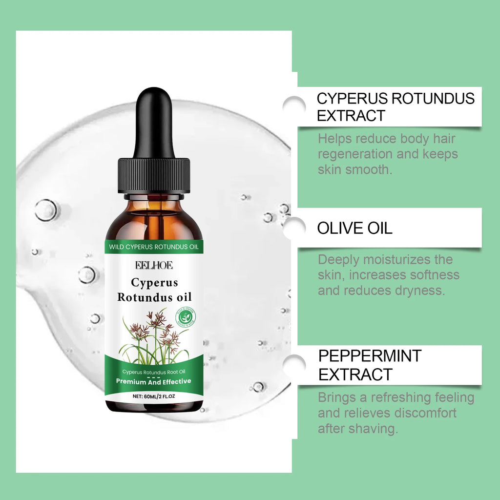 60ml Cyperus Rotundus Oil Gentle Hair Removal Care Oil Body Hair Inhibitor Serum Moisturizing Nourishing Natural Cypress Oil New Oasis Select