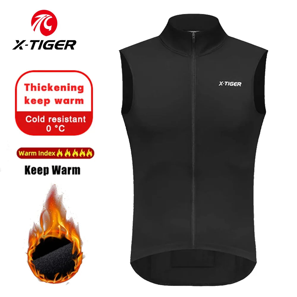 X-TIGER Warm Cycling Vest Windproof Loose Fleece Sleeveless Waistcoat For Mountain Road Bike Wnter Reflective Bicycle vest Oasis Select