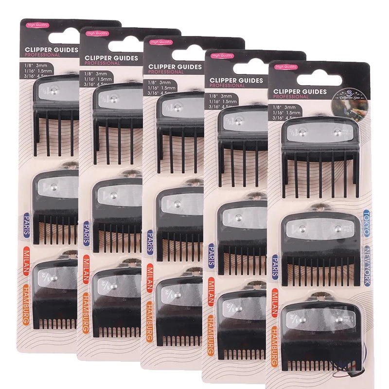 1/3/5Pcs Hair Clipper Guards Guide Combs Trimmer Styling Tools Attachment Compatible 1.5mm 3mm 4.5mm Oasis Select 111-BlackX5