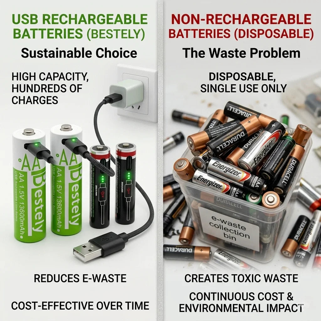 AA + AAA High capacity Rechargeable Lithium Batteries USB Fast Charging 1.5V Li-ion Long Lasting Battery for Toys Camera Mouse Oasis Select
