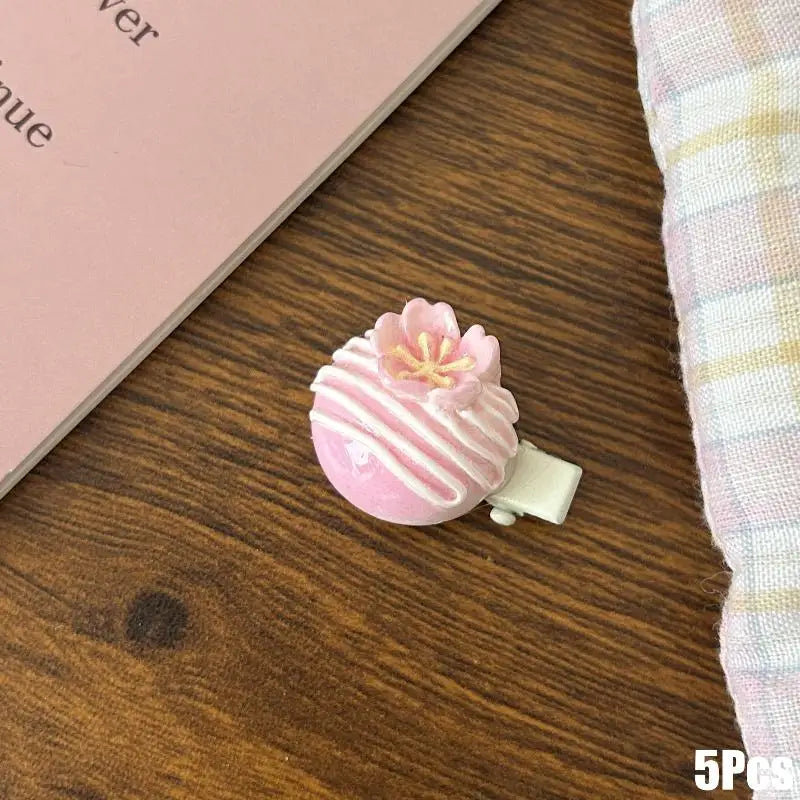 Cherry Blossom Resin Hair Clips Women Girls | 5/6 Pcs Set Resin Hair Clips Oasis Select A2