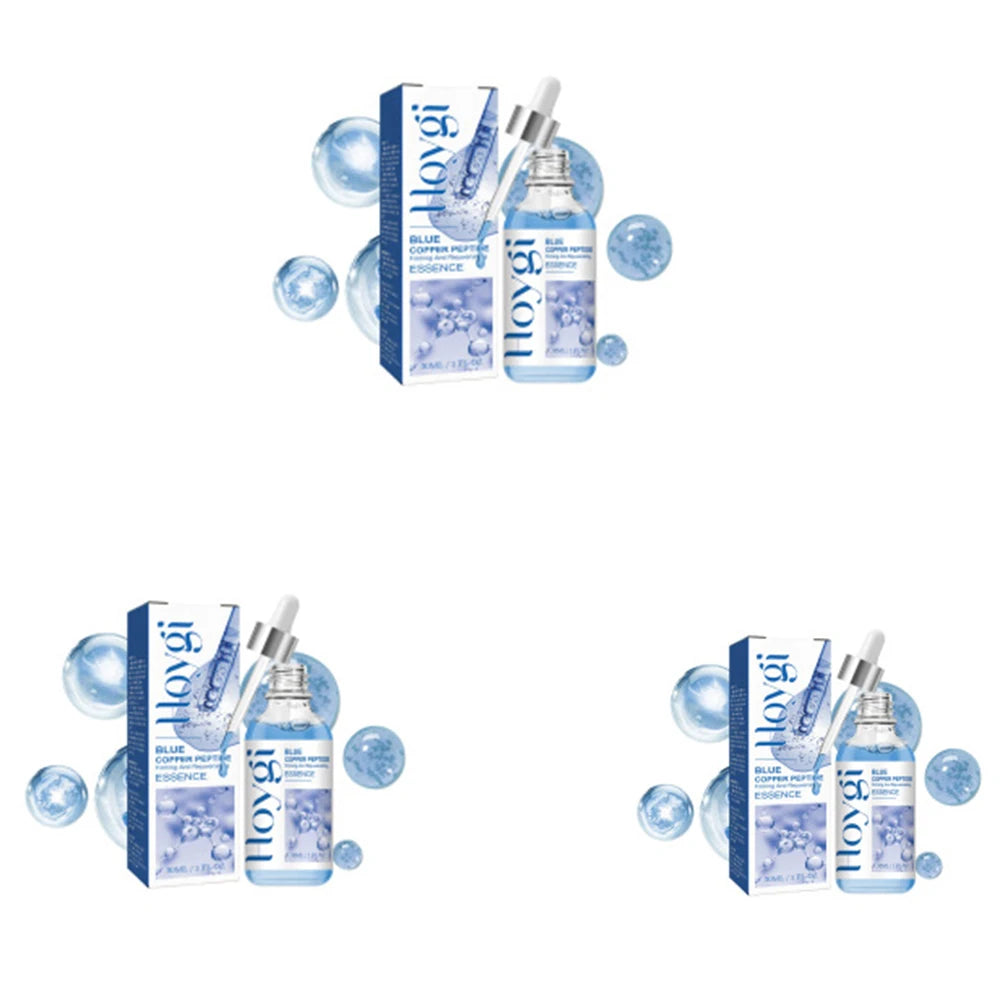 Anti-Wrinkle and Anti-Aging Blue Copper Peptide Serum Lifting Firming Hydrating Brightening Skin Tone Reducing Fine Lines Oasis Select 3pcs