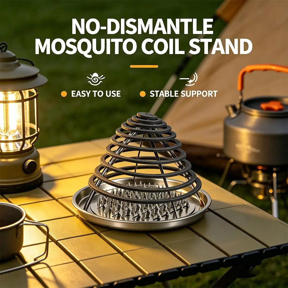 Stainless Steel Mosquito Coil Holder with Ash Tray & Cover