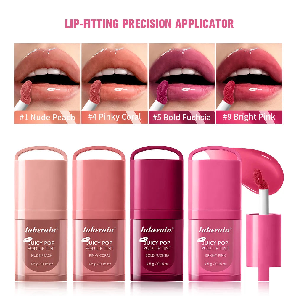 JuicePop Box Lip Tint Hydrating Oil Lip Gloss Long Lasting Waterproof Lightweight Nourishing Lip Stain Makeup Oasis Select
