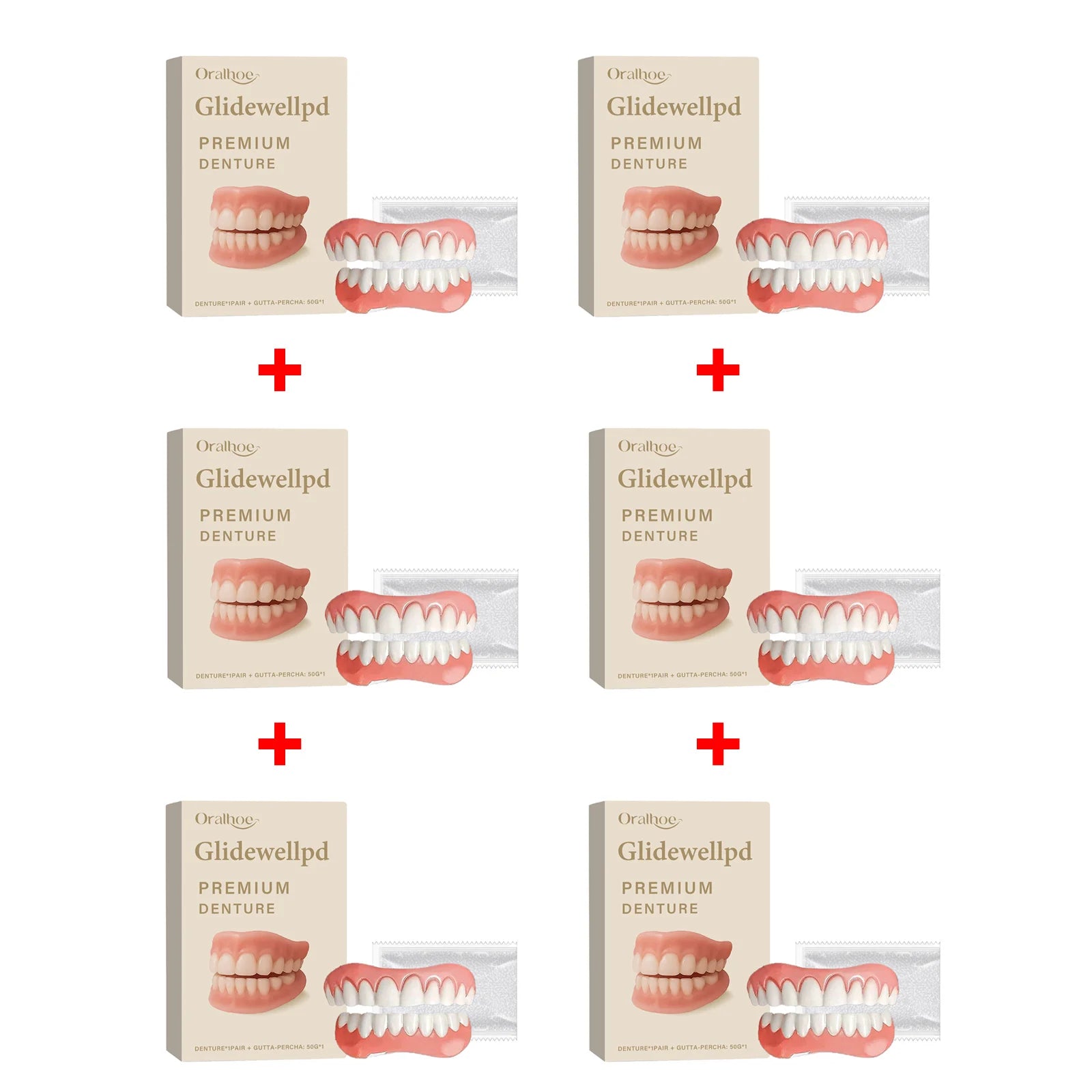 Oralhoe Soft Silicone Temporary Dentures Full Set – Upper & Lower Temporary Denture Set Oasis Select 6sets boxed