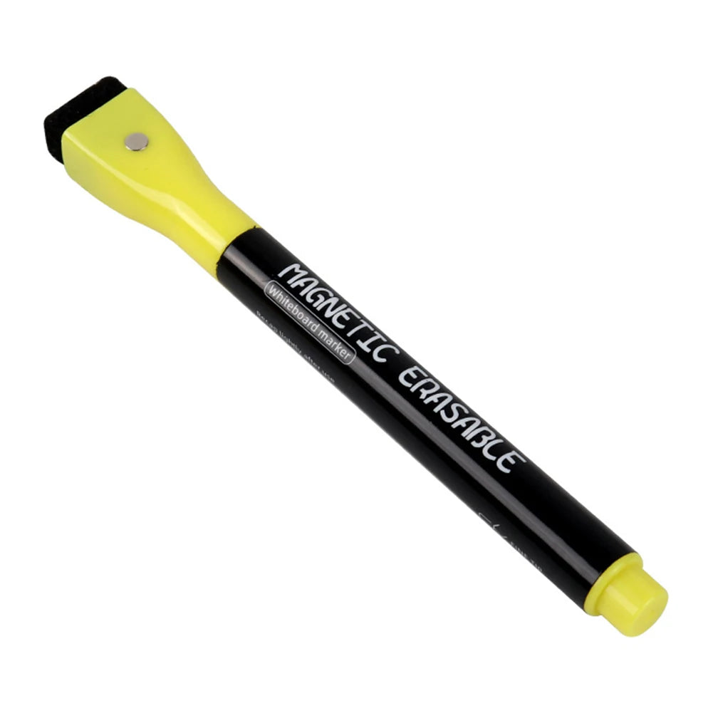 Erasable Magnetic Whiteboard Markers with Built-In Eraser | 12 Colors