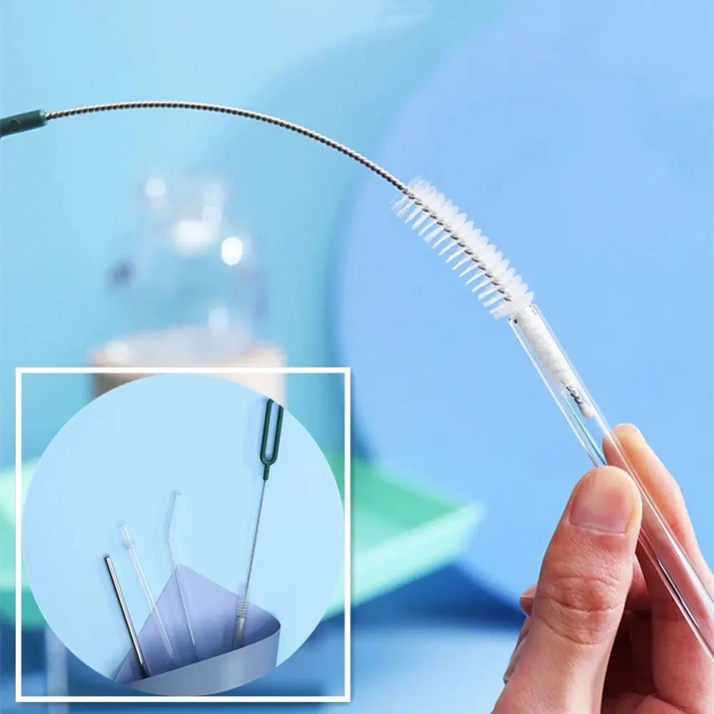 Stainless Steel Nylon Brushes Household Reusable Baby Bottle Cleaner with Long Handle Kitchen Gadgets Straw Cleaning Brush Oasis Select