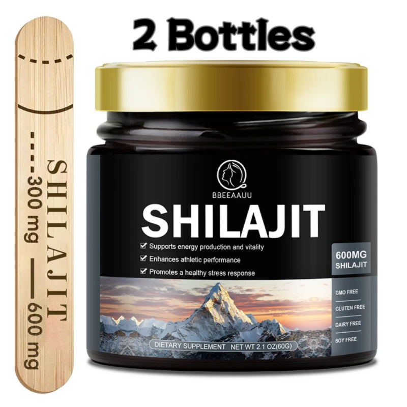 BBEEAAUU 60g 100% Himalaya Pure Shilajit Resin Original Mineral Health Supplement Non-GMO Brain Memory Cognitive Energy Health Oasis Select 2Bottles United States