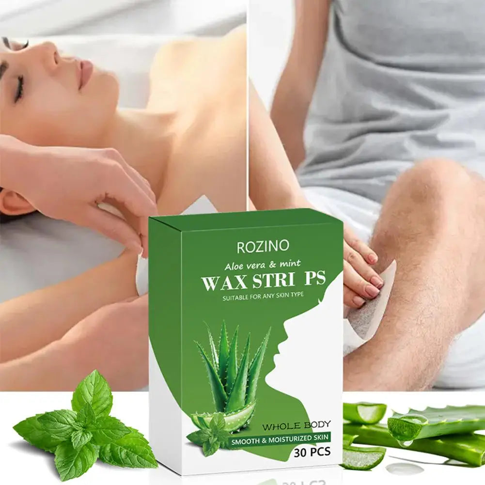 30PCS/Box Depilatory Wax Strips For Painless Hair Removal Wax Paper Cold Wax Strips Paper For Face Neck Arm Leg Body Beauty Tool Oasis Select