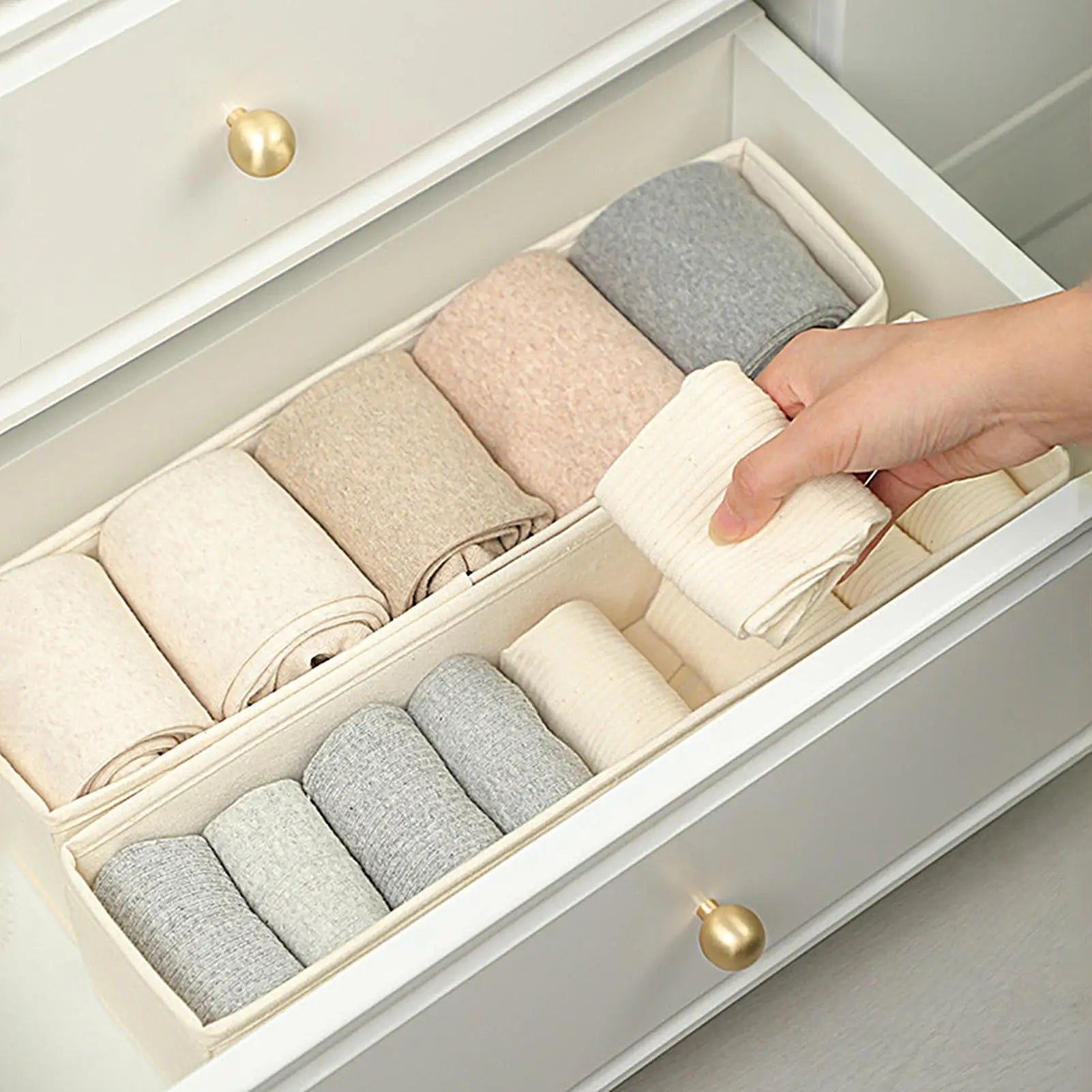Long Storage Container Bin Space-Saving Foldable Fabric Storage Bins Durable and Stable Sock Underwear Organizer for Drawer Oasis Select