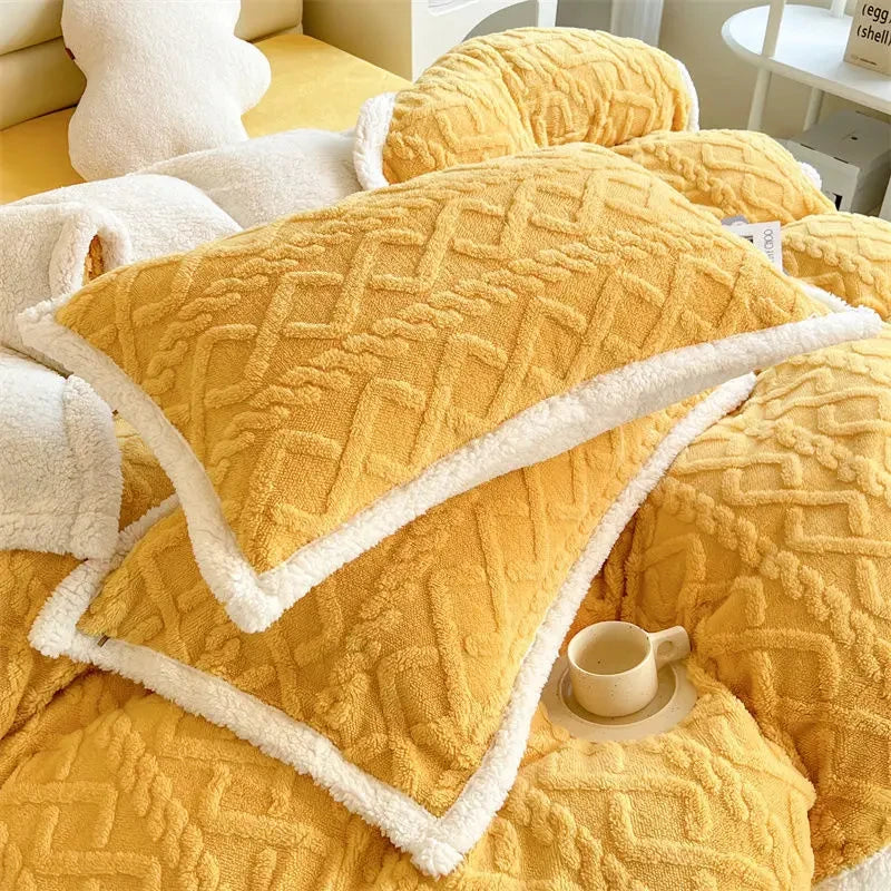 2pcs Warm Winter Stripe Soft Velvet Pillow Cases Skin-friendly 48x74cm Dual-sided Pillowcases Pillow Cover Cushion Cover Bedding Oasis Select YELLOW 48x74cm 2pcs cover