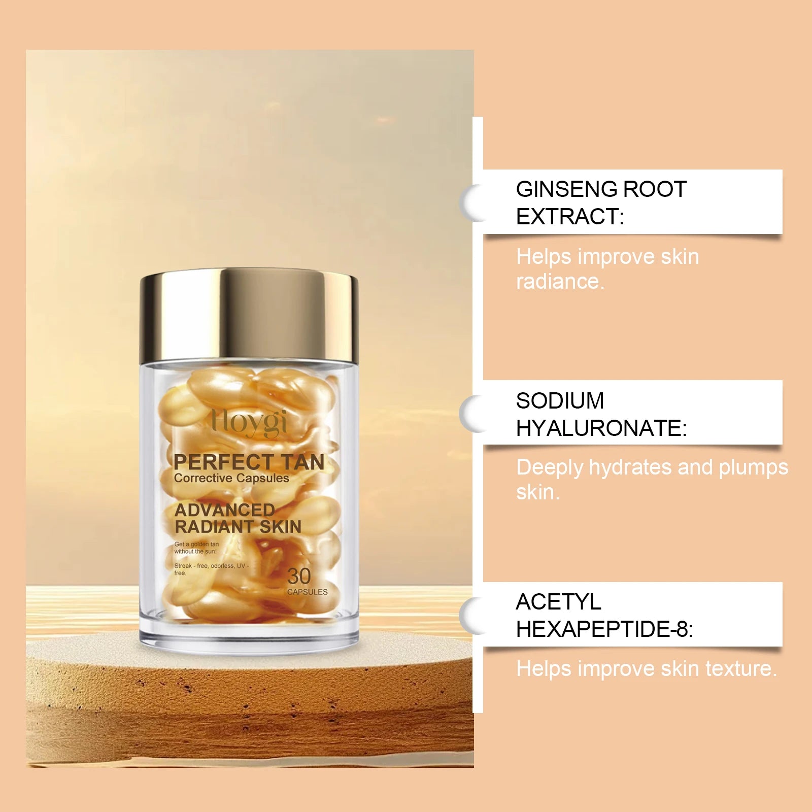 Hoygi Self-Tanning Serum Capsules – Sunless Tan 30 Pack