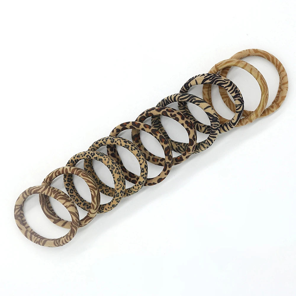 50pcs Seamless Elastic Hair Ties No Damage Ponytail Holders Leopard Animal Print Bands for Women Girls Thin Thick Hair Accessory Oasis Select