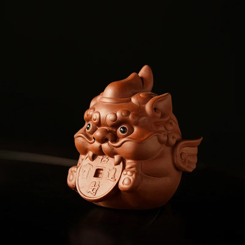 Lucky Purple Clay Cute Pixiu Tea Pet Ornament Premium Nurturable Creative Personalized Tea Play Tea Table Tea Set Accessories Oasis Select Wealth - Zhu Ni