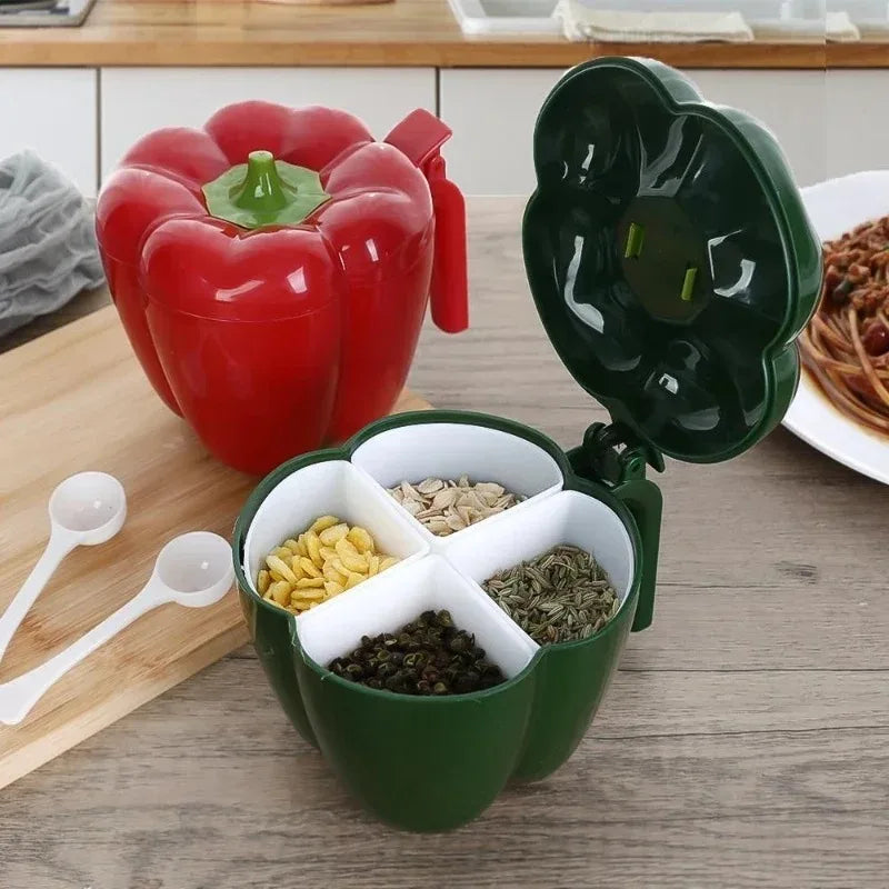 4 In 1 Plastic Creative Seasoning Jar Container With Spoon Chili Shape Barbecue Condiment Spice Rack Home Kitchen Acceesories Oasis Select