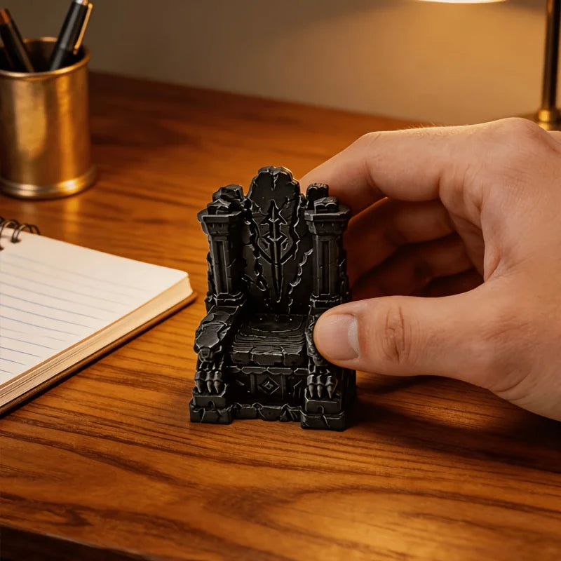 Gothic Mini Stone Throne Figurine 3D Printed Medieval Tabletop Game Chair Statue Throne Ornament Board Game Dollhouse Desk Decor Oasis Select