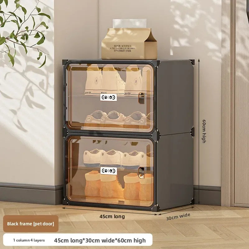 Multi-functional Simple Shoe Rack Plastic Household Indoor Door, Dustproof Storage At The Entrance, Transparent Shoe Cabinet Oasis Select 1-4