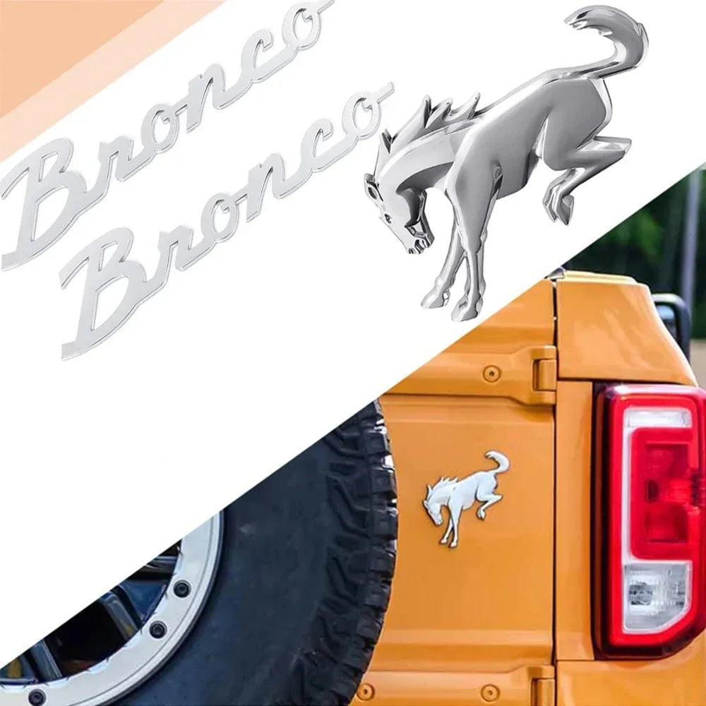 3D Decals Emblems for Bronco Fender Sticker Tail Label Letters Badge for Ford Bronco 2021 2022 2023 Bronco Sport Accessories Oasis Select Silver