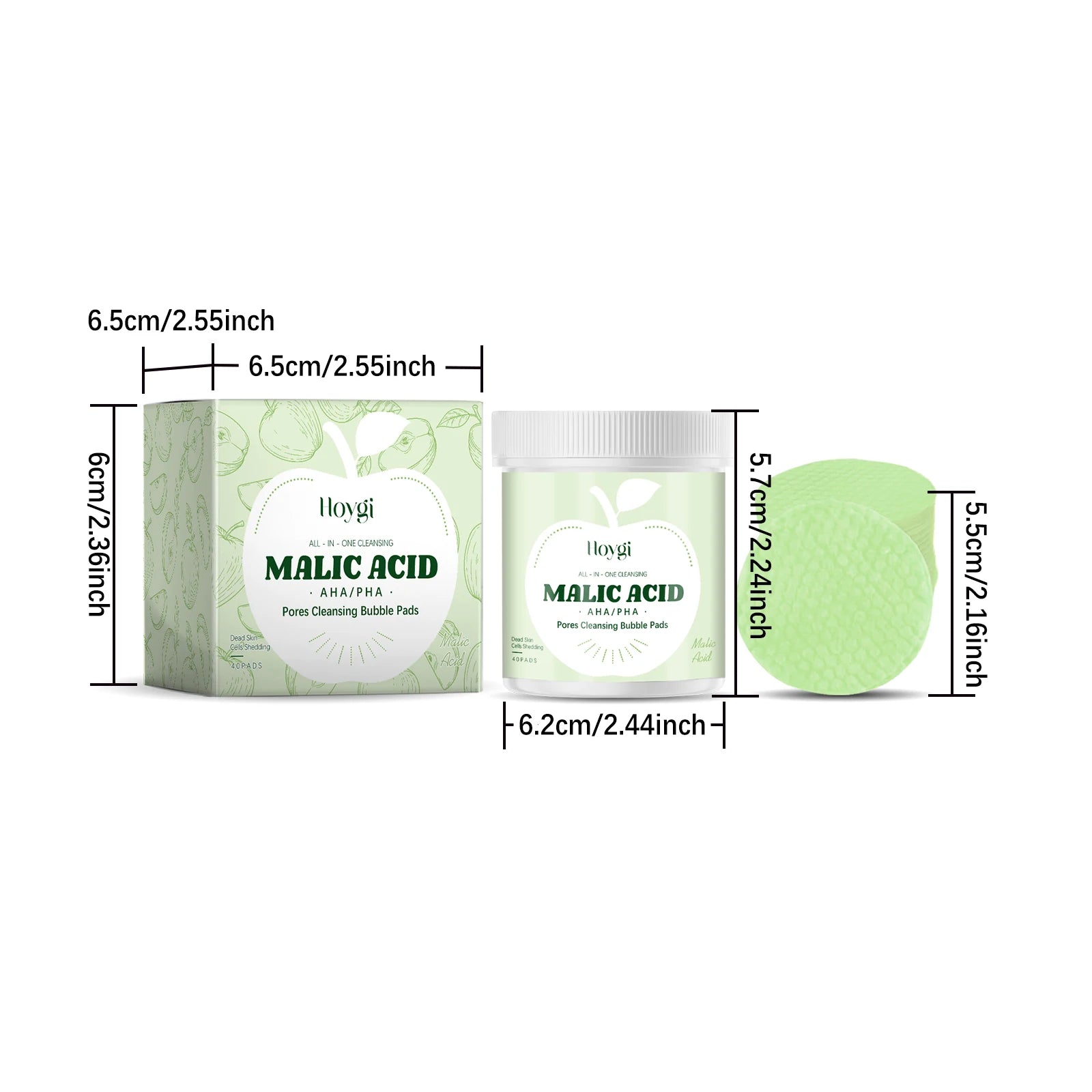 Hoygi Malic Acid Pore Cleansing Exfoliating Pads – 40 Pack Exfoliating Cleansing Pads Oasis Select