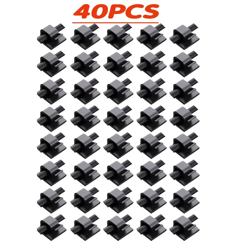 10/20/40pcs Cable Organizer Clips Cable Management Wire Manager Cord Holder Charging Data Line Bobbin Winder Wall Mounted Hook Oasis Select 40pcs-Black