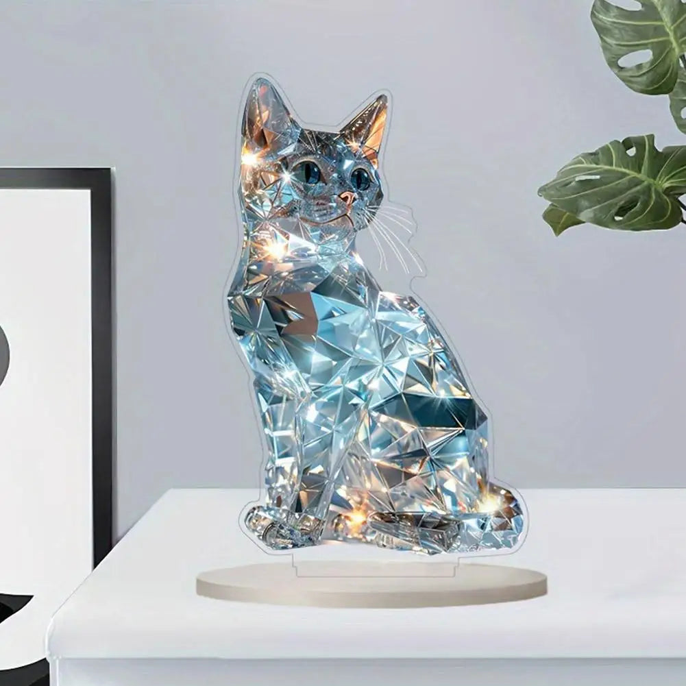 2D Acrylic Cat Statue – Colorful Miniature Desktop Decoration