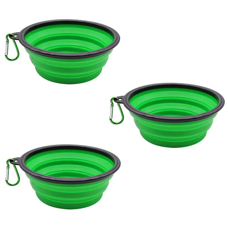 TPE dog bowl cat bowl wear-resistant and durable pet folding bowl travel outdoor drinking water feeding portable pet bowl Oasis Select green-3pcs 350ml