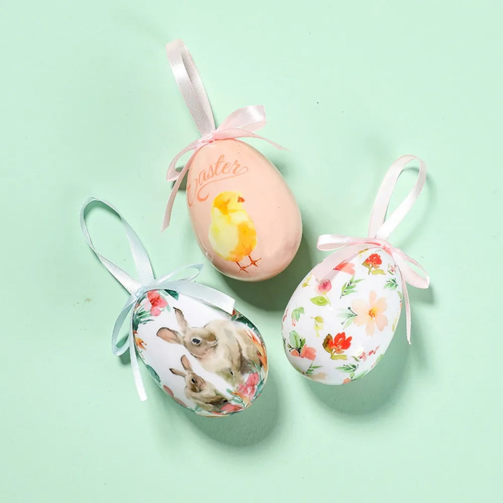 Painted Foam Easter Egg Hanging Ornaments – 3 Pack DIY Décor