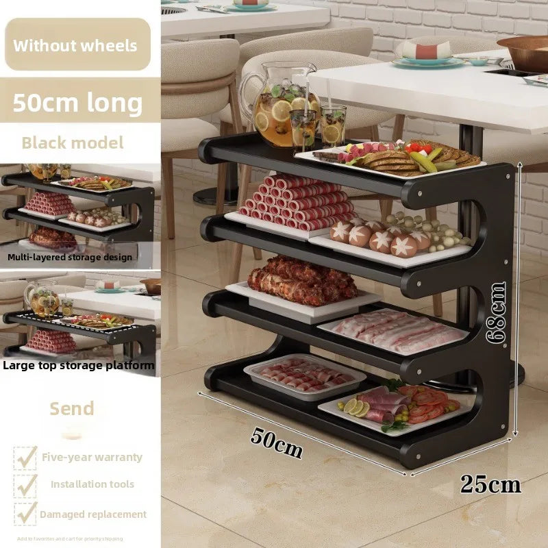 Household shelves Multifunctional kitchen preparation Multi-layer hot pot trolley Finishing shelves Storage racks Movable Oasis Select