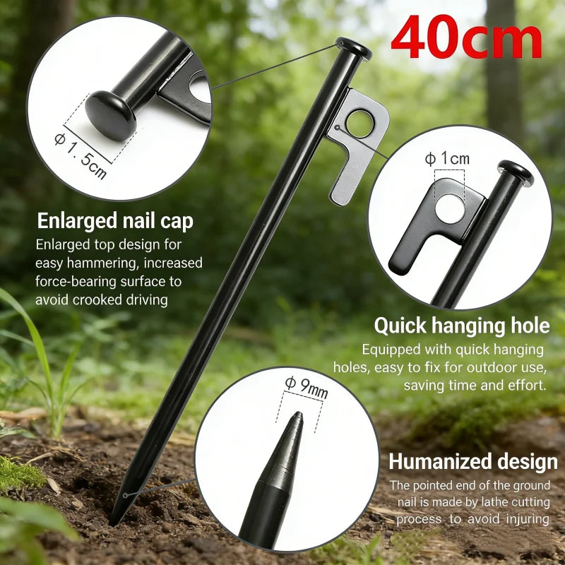 Forged Steel Tent Pegs Outdoor Camping Tent Nail Anti-bending Heavy Duty Canopy Tent Stake Sky Screen Steel Ground Nails Oasis Select