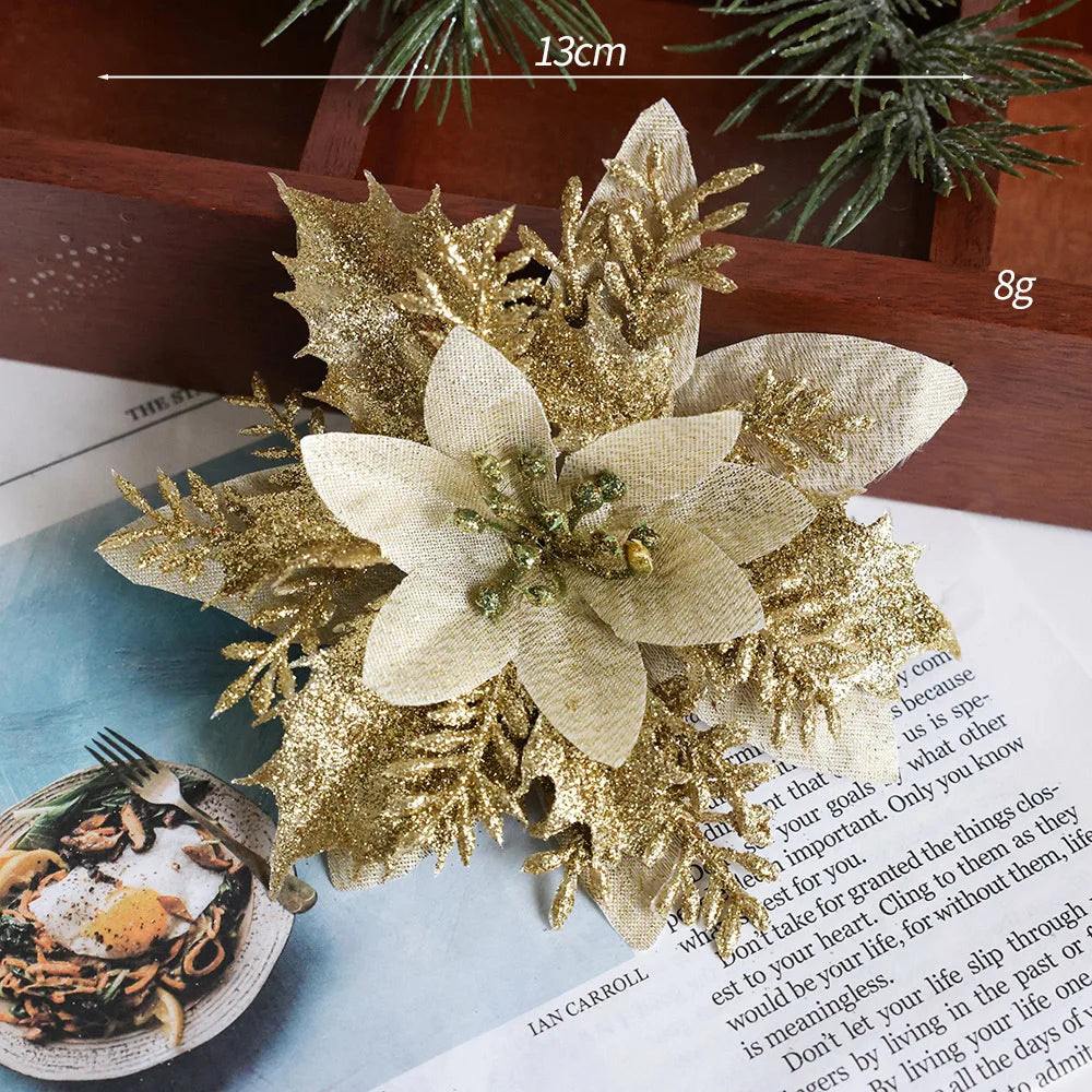 Artificial Allium Flowers (Flocked Fabric, Powdered) - Christmas Decoration Accessories for Tree Trimming & Wreath Decoration Oasis Select Gold 10PCS