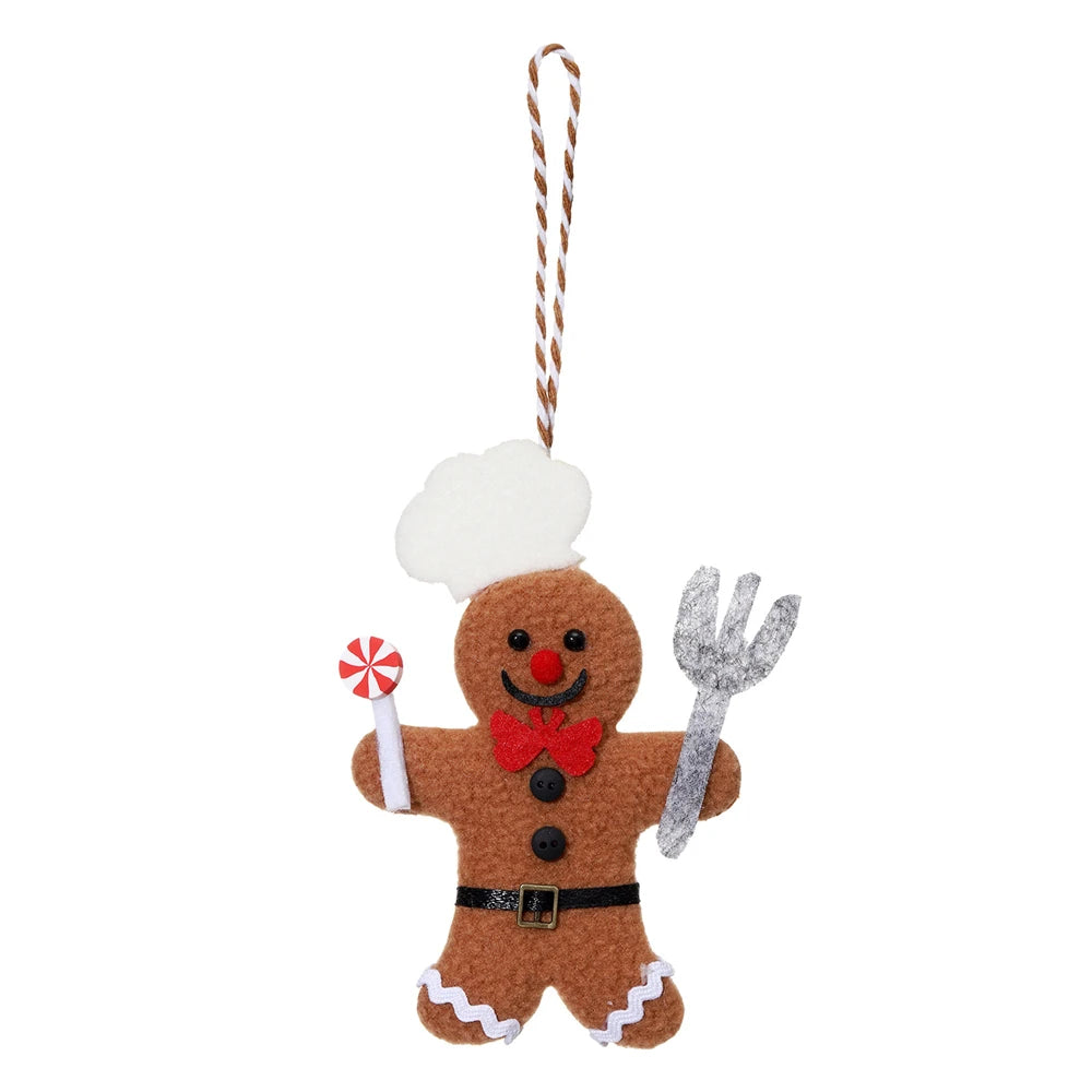 Plush Gingerbread Man Christmas Ornament Pendant | Chef