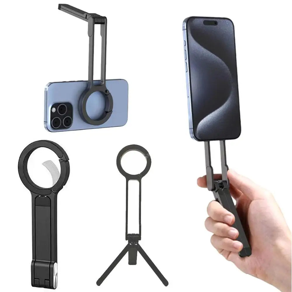 Magnetic Folding Phone Tripod Stand | Carabiner Ring iPhone Mount