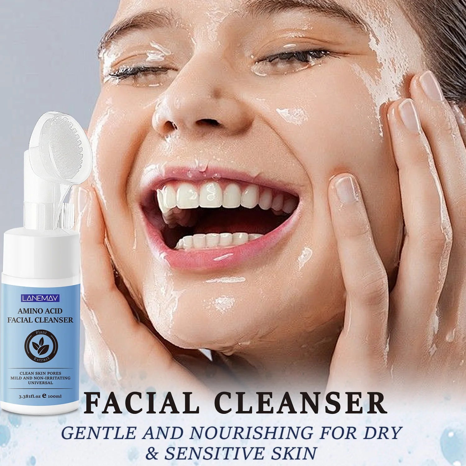 Lanemay Amino Acid Facial Cleanser with Brush Head 100ml