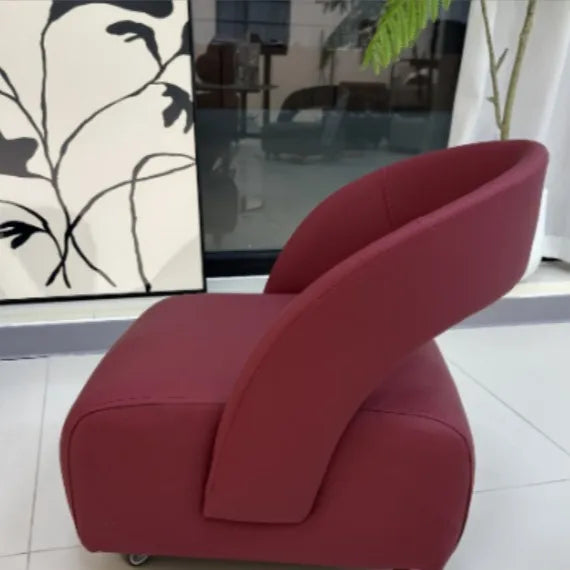Single casual yo-yo sofa Nordic light luxury modern small apartment living room home special-shaped yo-yo stool shoe changing Oasis Select Angora red WL