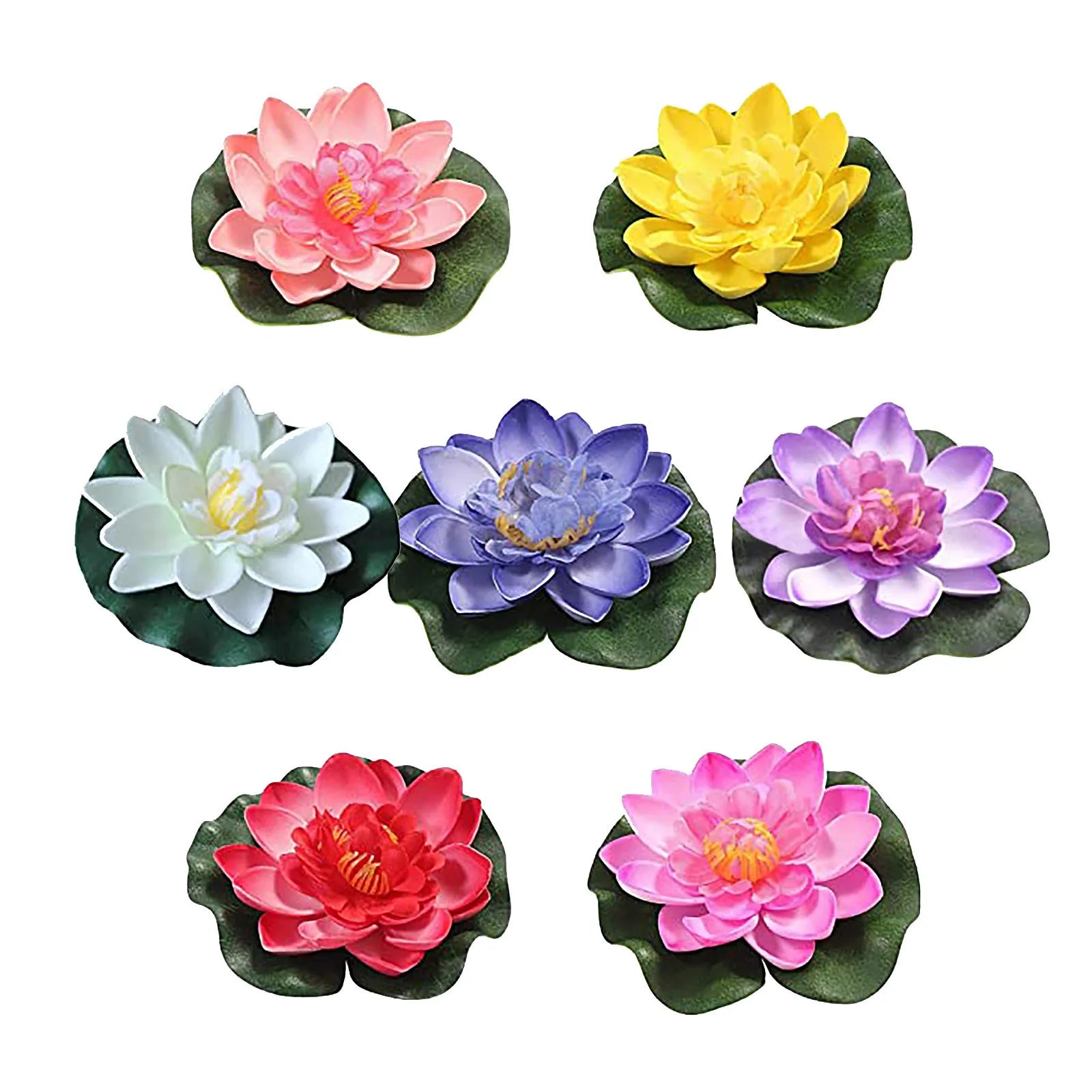 7-Pack Floating Artificial Lotus Water Lily Flowers – 7 Colors Floating Artificial Flowers Oasis Select multicolor