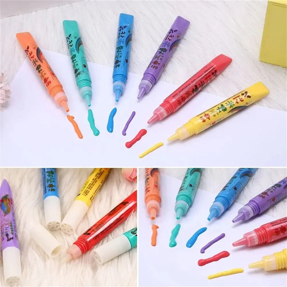 3D Magic Popcorn Pens Puffy Paint Bubble Pen For Greeting Birthday Cards Kids Children 3D Art Pens Kids Gifts School Stationery Oasis Select