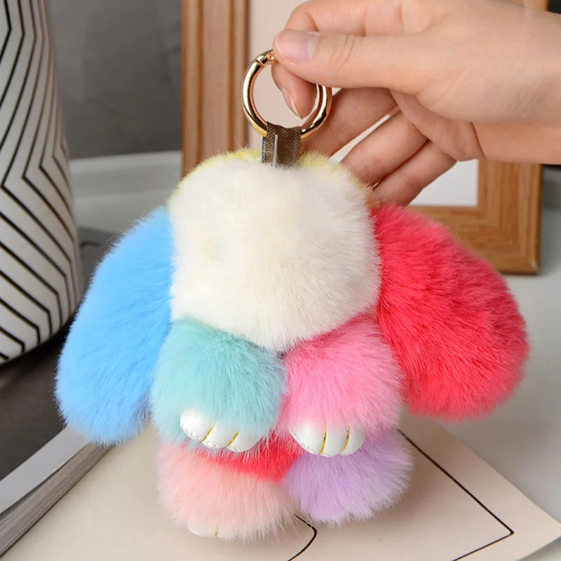 15cm Gifts Rabbit Fur Keychain Women Bag Car Key chain Pendant Decoration Jewelry Bags Hangings Accessories Oasis Select