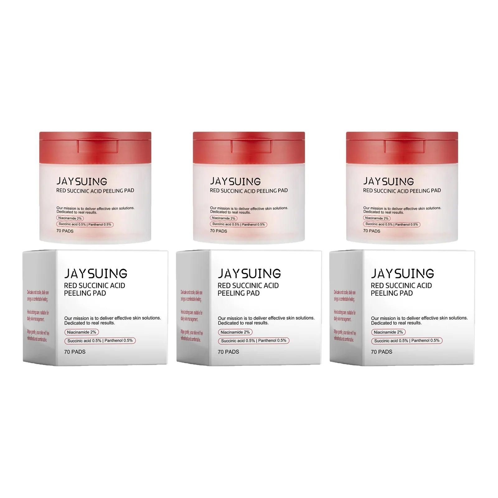 Jaysuing 70pc Succinic Acid Peeling Pads AHA BHA Exfoliant Facial Peeling Pads Oasis Select 210pads Boxed