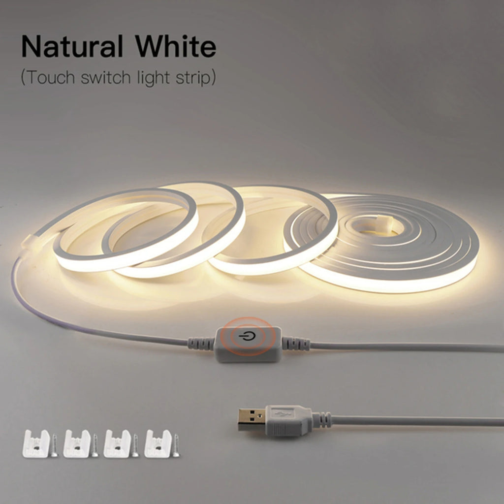 5V USB COB LED Neon Strip Lights 1-5M Waterproof Flexible Neon Tape for Bathroom Cabinet Home Decor Room TV Backlight Oasis Select